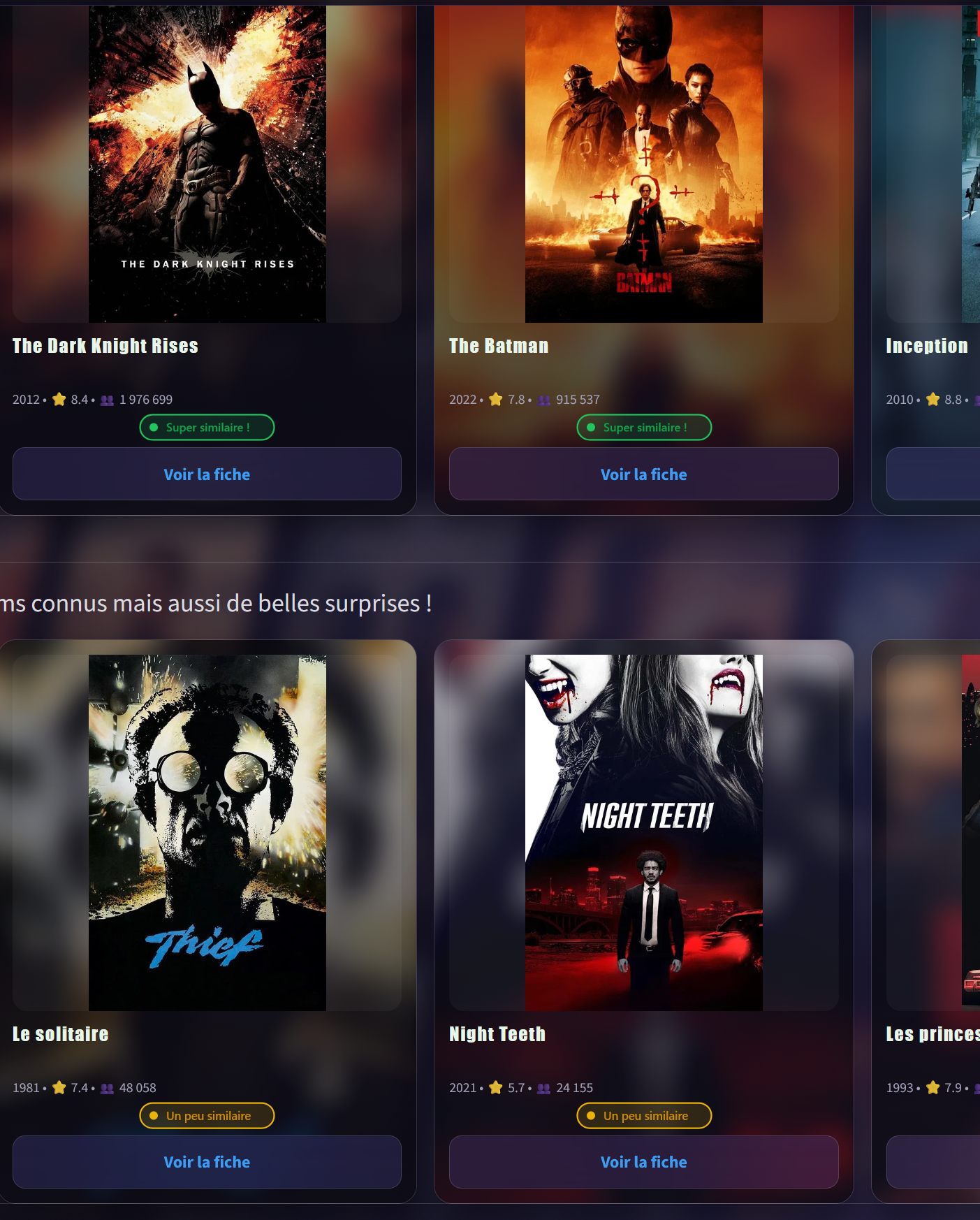 Page recommandations CinéData